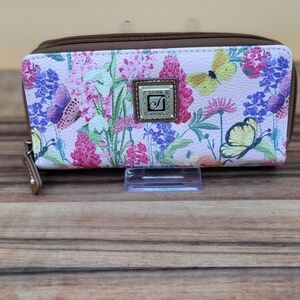 Stone Mountain Floral Butterfly Double Zip Wallet, 8×4.5×1.5, NWOT